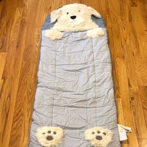 Pottery Barn Kids Light Blue Checkered Gingham Dog Sleeping Bag